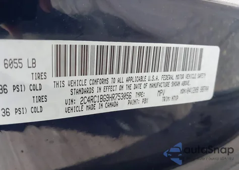 2017 Chrysler Pacifica Touring Plus from USA, damaged, VIN 2C4RC1BG9HR753056